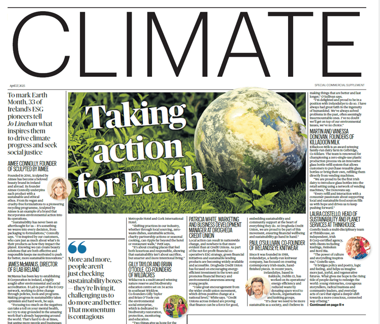 Spirit of Wicklow Awards Sunday Times Climate Earth Day feature